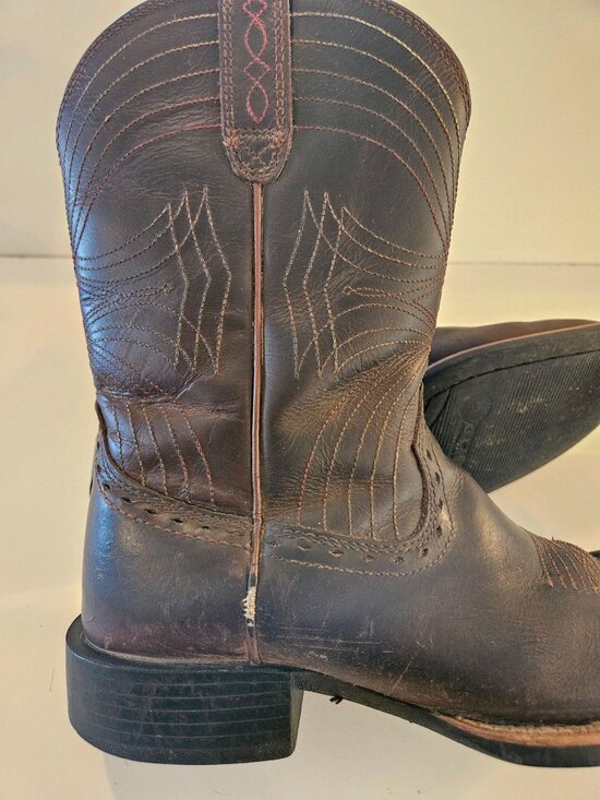 9.5D Ariat Brown Mens Leather Cowboy Boots Western Square Toe Style 10010963 - Picture 10 of 13